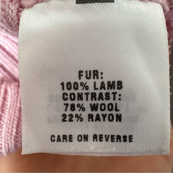 St John Sport Lamb Fur Cable Knit Zip Jacket Pink Heart Pull Sweater Small Y2K - Picture 7 of 11